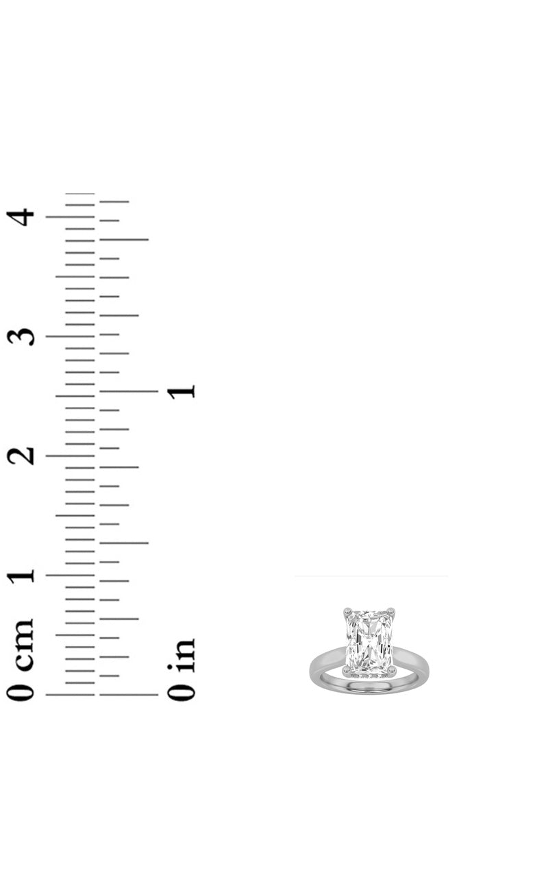 1CTW Radiant Shaped Lab Grown Diamond (F/VS) Hidden Halo Cathedral Shank Engagement Ring in 14K Gold