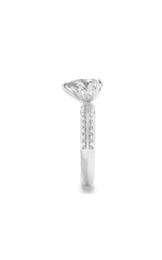 Load image into Gallery viewer, 2CTW Pear Shaped Lab Grown Diamond (F/VS) Micro Pave Knife Edge Accent Ring in 14K Gold
