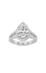 Load image into Gallery viewer, 2CTW Pear Shaped Lab Grown Diamond (F/VS) Split Shank Accented Ring in 14K Gold
