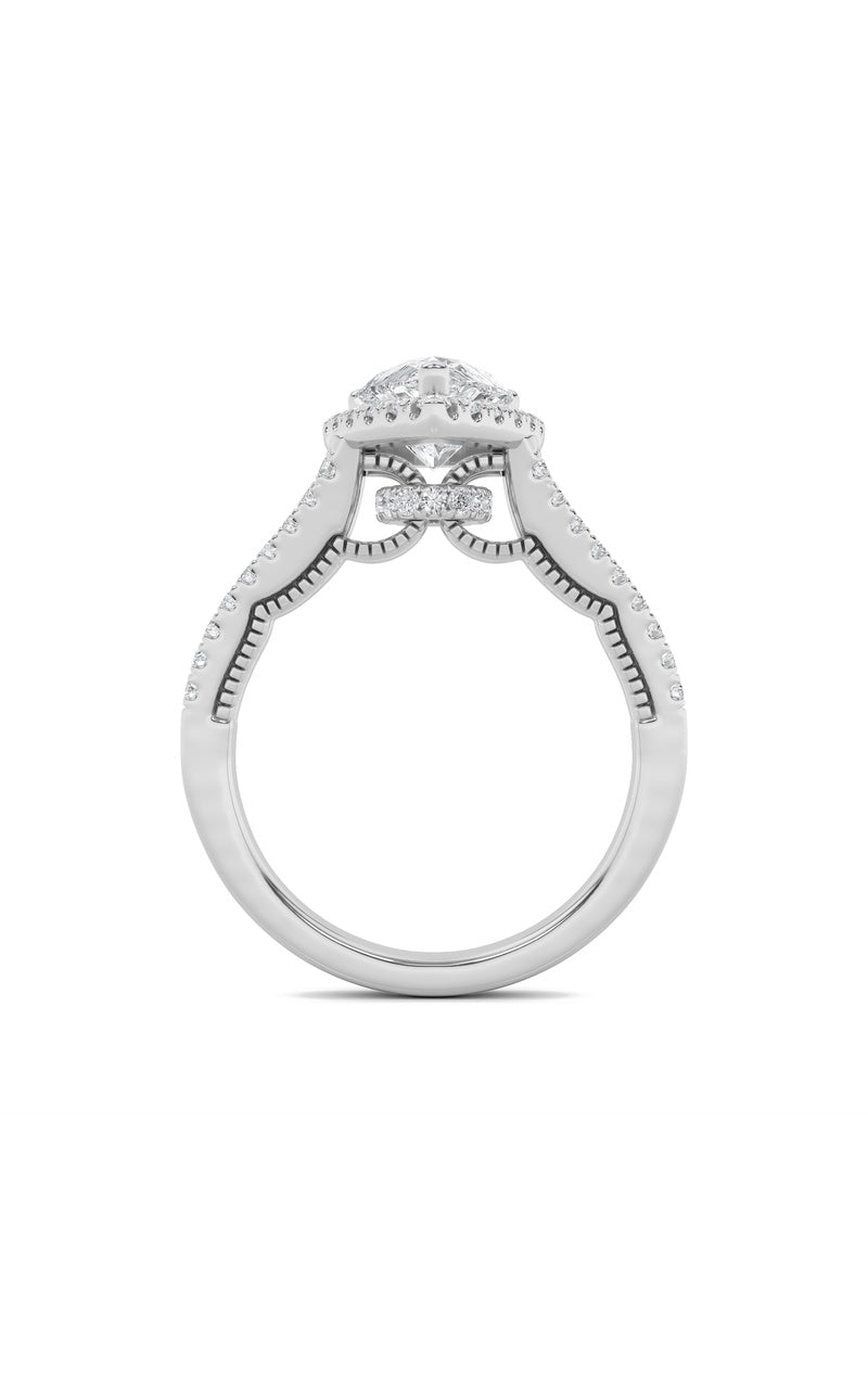 2CTW Pear Shaped Lab Grown Diamond (F/VS) Split Shank Accented Ring in 14K Gold