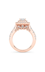 Load image into Gallery viewer, 2CTW Emerald Shaped Lab Grown Diamond (F/VS) Double Halo Engagement Ring in 14K Gold
