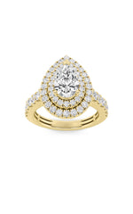 Load image into Gallery viewer, 2CTW Pear Shaped Lab Grown Diamond (F/VS) Double Halo Engagement Ring in 14K Gold
