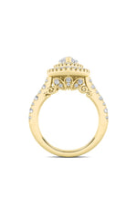 Load image into Gallery viewer, 2CTW Pear Shaped Lab Grown Diamond (F/VS) Double Halo Engagement Ring in 14K Gold
