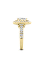 Load image into Gallery viewer, 2CTW Pear Shaped Lab Grown Diamond (F/VS) Double Halo Engagement Ring in 14K Gold
