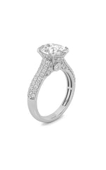 Load image into Gallery viewer, 1.5CTW Oval Shaped Lab Grown Diamond (F/VS) Hidden Halo Accented Engagement Ring in 14K Gold
