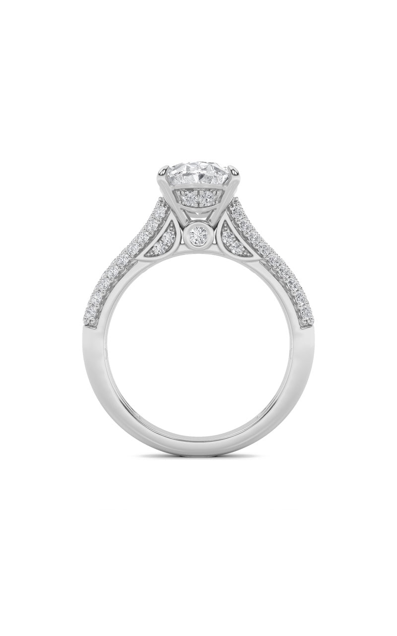 1.5CTW Oval Shaped Lab Grown Diamond (F/VS) Hidden Halo Accented Engagement Ring in 14K Gold