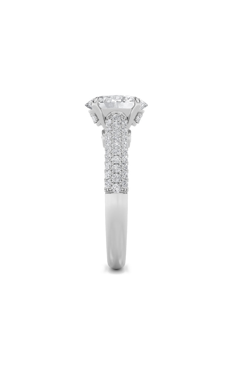 1.5CTW Oval Shaped Lab Grown Diamond (F/VS) Hidden Halo Accented Engagement Ring in 14K Gold