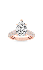 Load image into Gallery viewer, 1.5CTW Pear Shaped Lab Grown Diamond (F/VS) Hidden Halo Accented Engagement Ring in 14K Gold
