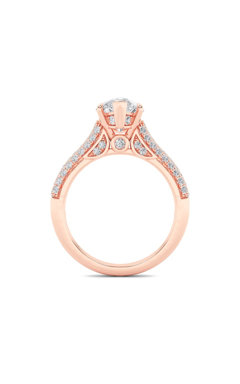 1.5CTW Pear Shaped Lab Grown Diamond (F/VS) Hidden Halo Accented Engagement Ring in 14K Gold