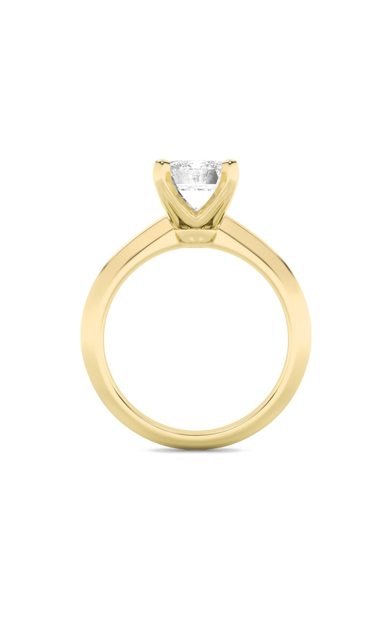 1.5CTW Emerald Shaped Lab Grown Diamond (F/VS) Knife Edge Shank Solitaire Engagement Ring in 14K Gold