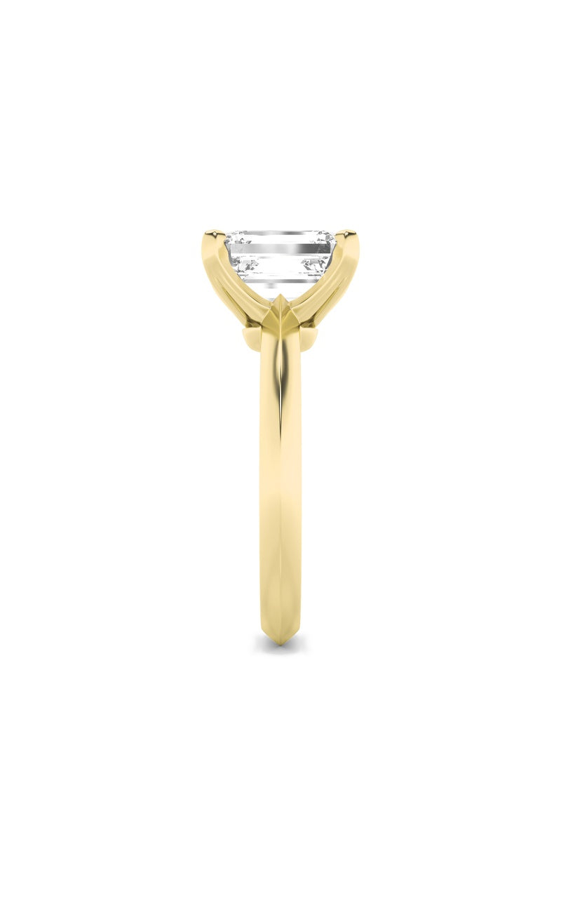 1.5CTW Emerald Shaped Lab Grown Diamond (F/VS) Knife Edge Shank Solitaire Engagement Ring in 14K Gold