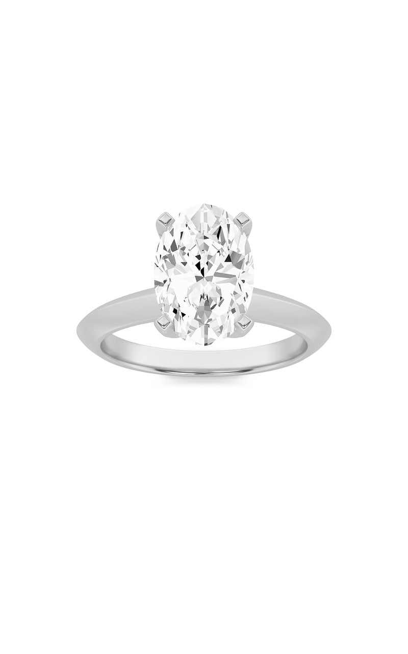 1CTW Oval Shaped Lab Grown Diamond (F/VS) Knife Edge Shank Solitaire Engagement Ring in 14K Gold
