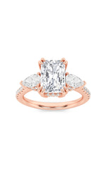 Load image into Gallery viewer, 3CTW Radiant Shaped Lab Grown Diamond (F/VS) Accented Three Stone Ring in 14K Gold
