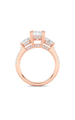 Load image into Gallery viewer, 3CTW Radiant Shaped Lab Grown Diamond (F/VS) Accented Three Stone Ring in 14K Gold
