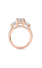 Load image into Gallery viewer, 3CTW Radiant Shaped Lab Grown Diamond (F/VS) Accented Three Stone Ring in 14K Gold
