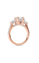 Load image into Gallery viewer, 3CTW Radiant Shaped Lab Grown Diamond (F/VS) Accented Three Stone Ring in 14K Gold
