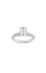 Load image into Gallery viewer, 1.5CTW Emerald Shaped Lab Grown Diamond (F/VS) Three Row Micro Pave Engagement Ring in 14K Gold
