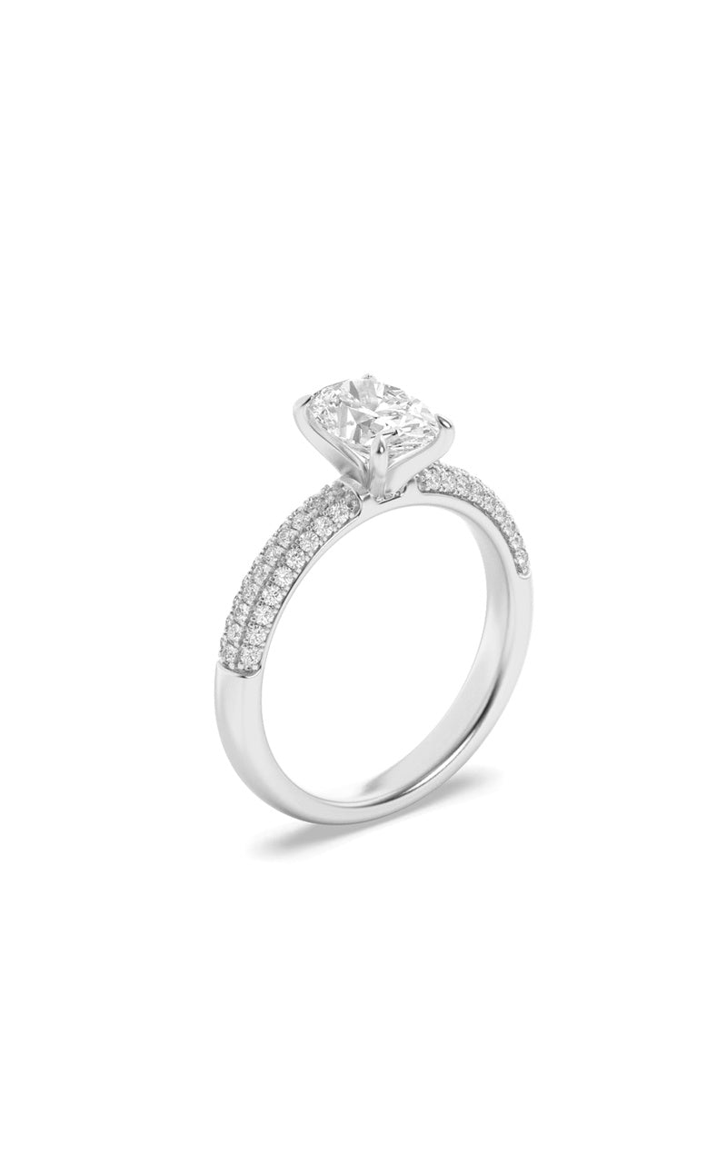 Vs) three row micro pave engagement ring in 14k gold