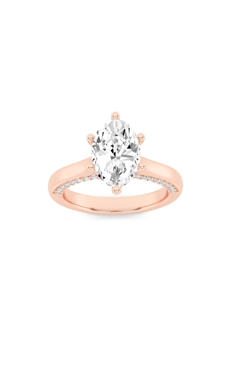 1.25CTW Oval Shaped Lab Grown Diamond (F/VS) Tulip Motif Accented Engagement Ring in 14K Gold