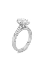 Load image into Gallery viewer, 1.25CTW Pear Shaped Lab Grown Diamond (F/VS) Tulip Motif Accented Engagement Ring in 14K Gold
