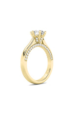 Load image into Gallery viewer, 2CTW Round Shaped Lab Grown Diamond (F/VS) Tulip Motif Accented Engagement Ring in 14K Gold
