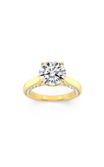 Load image into Gallery viewer, 2CTW Round Shaped Lab Grown Diamond (F/VS) Accented Bridge Shank Engagement Ring in 14K Gold
