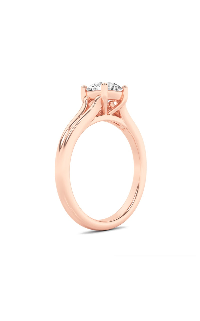 1CTW Round Shaped Lab Grown Diamond (F/VS) Split Shank Solitaire Engagement Ring in 14K Gold