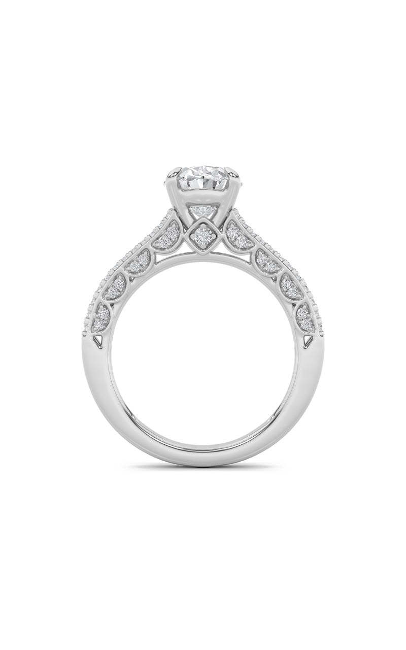2CTW Oval Shaped Lab Grown Diamond (F/VS) Split Shank Accented Engagement Ring in 14K Gold