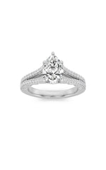 Load image into Gallery viewer, 2CTW Pear Shaped Lab Grown Diamond (F/VS) Split Shank Accented Engagement Ring in 14K Gold
