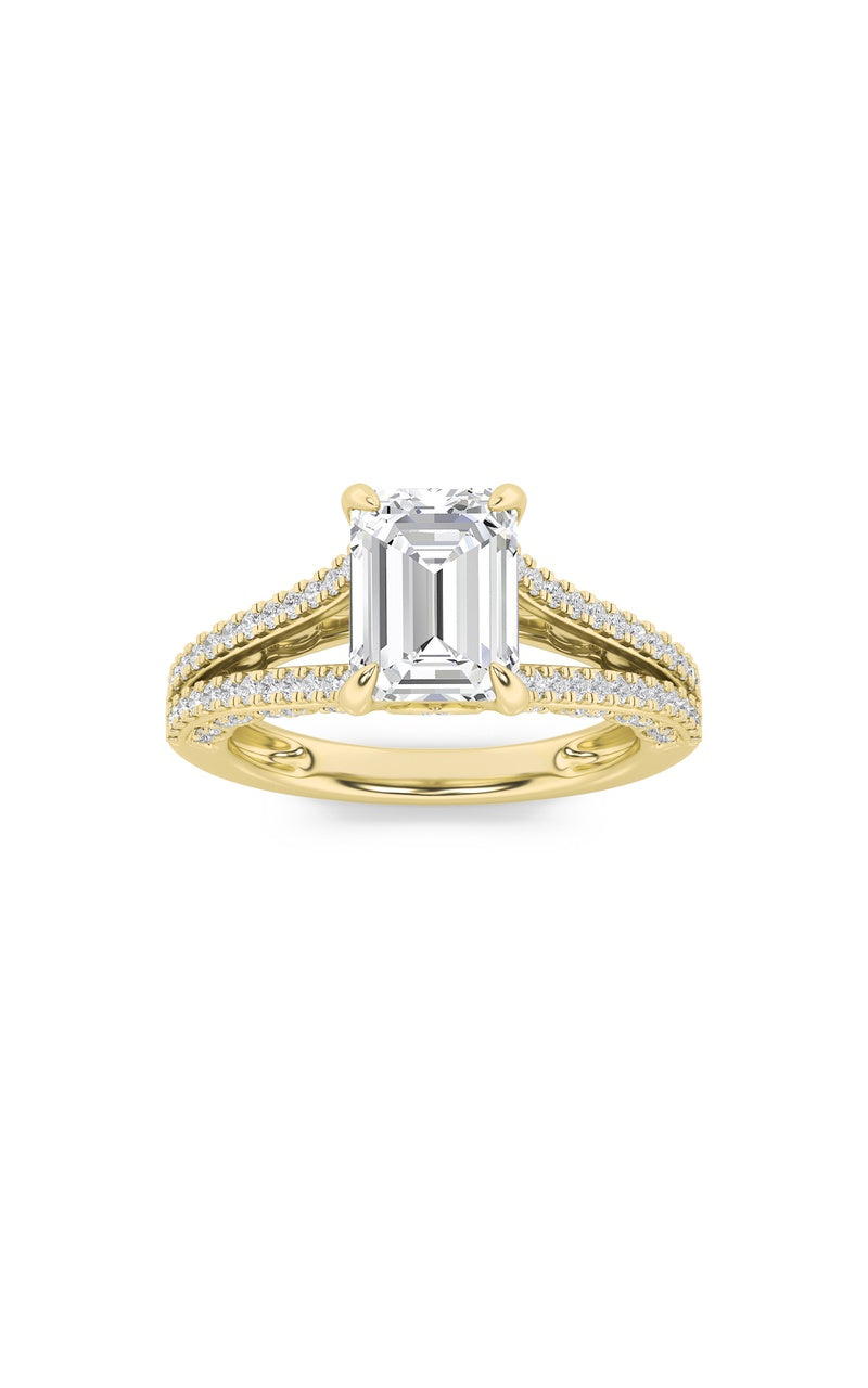 2CTW Radiant Shaped Lab Grown Diamond (F/VS) Split Shank Accented Engagement Ring in 14K Gold