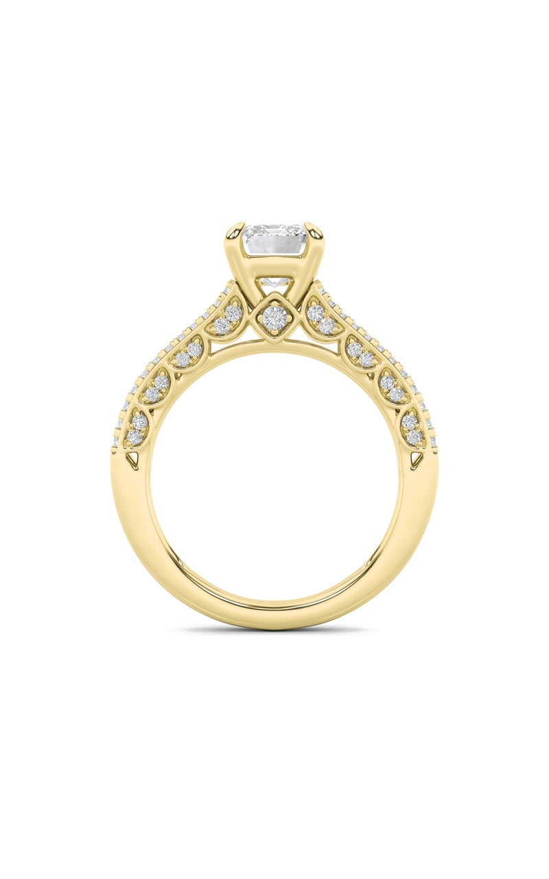 2CTW Radiant Shaped Lab Grown Diamond (F/VS) Split Shank Accented Engagement Ring in 14K Gold