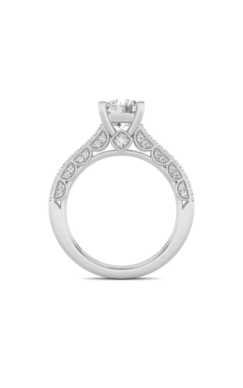 2CTW Round Shaped Lab Grown Diamond (F/VS) Split Shank Accented Engagement Ring in 14K Gold