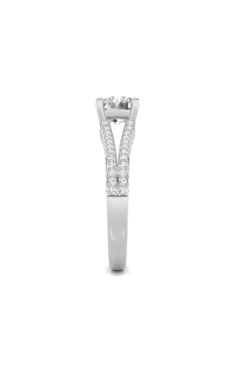 2CTW Round Shaped Lab Grown Diamond (F/VS) Split Shank Accented Engagement Ring in 14K Gold