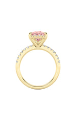 Load image into Gallery viewer, 2CTW Pear Shaped Lab Grown Diamond (F/VS) Halo Accented Engagement Ring in 14K Gold
