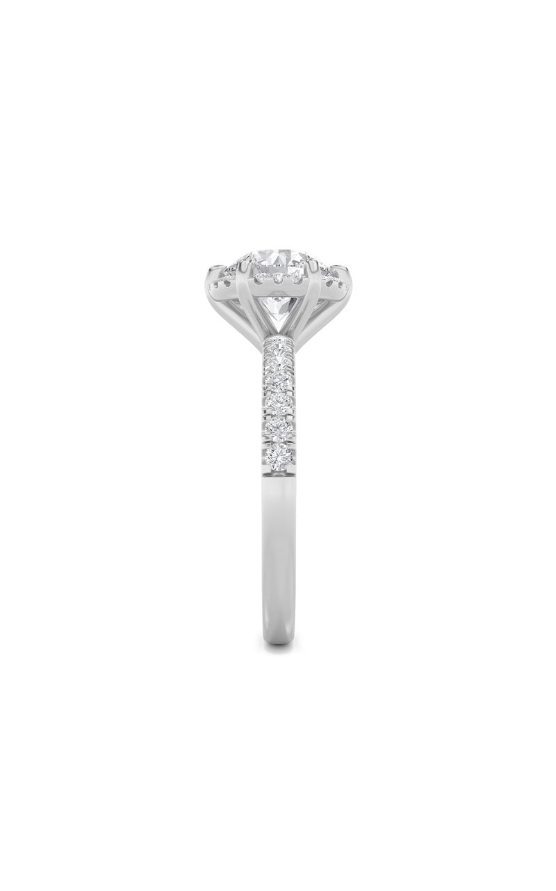 2CTW Round Shaped Lab Grown Diamond (F/VS) Halo Accented Engagement Ring in 14K Gold