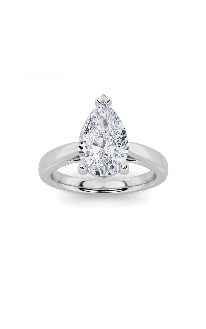 2CTW Pear Shaped Lab Grown Diamond (F/VS) Classic Shank Solitaire Engagement Ring in 14K Gold