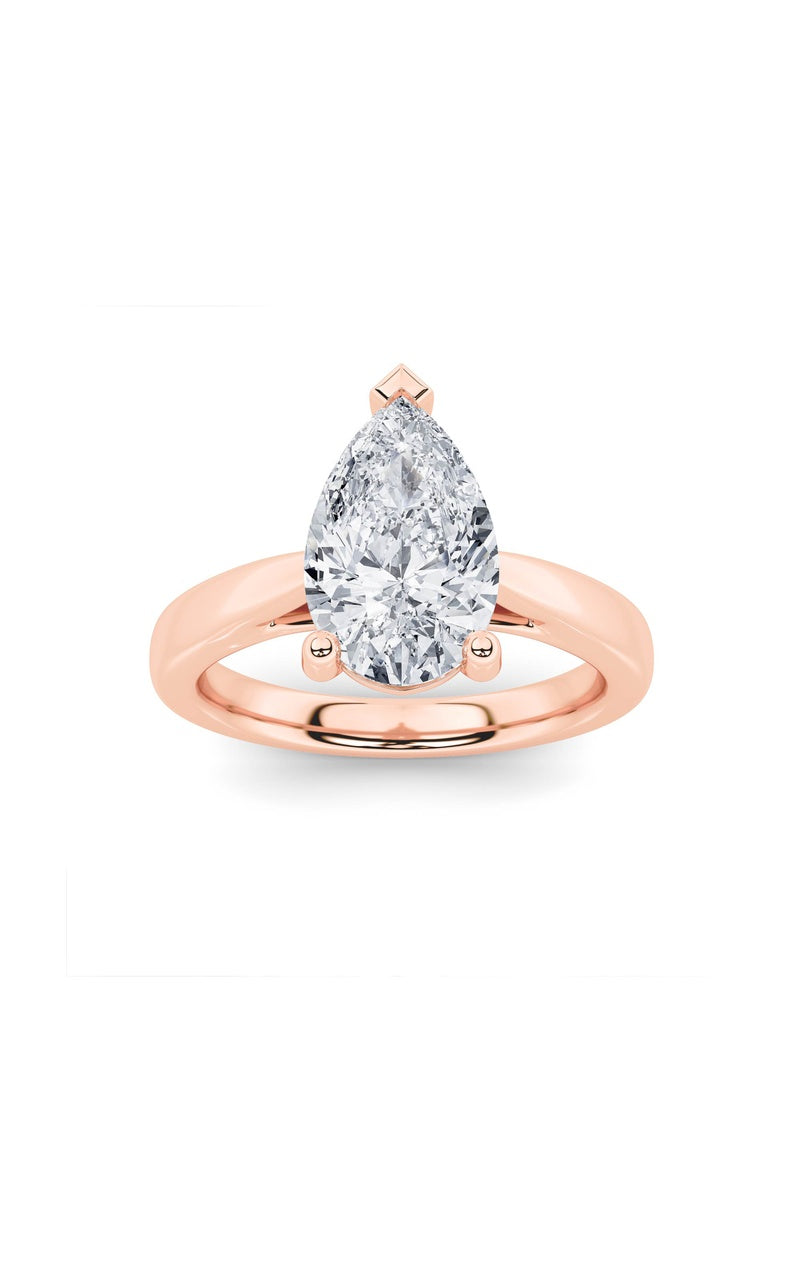 2CTW Pear Shaped Lab Grown Diamond (F/VS) Classic Shank Solitaire Engagement Ring in 14K Gold