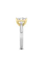 Load image into Gallery viewer, 1CTW Elongated Cushion Shaped Lab Grown Diamond (F/VS) Two Tone Cathedral Shank Engagement Ring in 14K Gold
