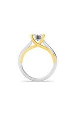 Load image into Gallery viewer, 1CTW Round Shaped Lab Grown Diamond (F/VS) Two Tone Cathedral Shank Engagement Ring in 14K Gold
