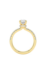 Load image into Gallery viewer, 2CTW Pear Shaped Lab Grown Diamond (F/VS) Hidden Halo Accented Ring in 14K Gold
