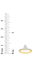Load image into Gallery viewer, 2CTW Pear Shaped Lab Grown Diamond (F/VS) Hidden Halo Accented Ring in 14K Gold
