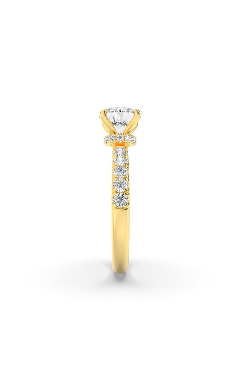 2CTW Round Shaped Lab Grown Diamond (F/VS) Hidden Halo Accented Ring in 14K Gold