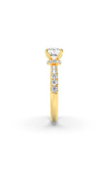 Load image into Gallery viewer, 2CTW Round Shaped Lab Grown Diamond (F/VS) Hidden Halo Accented Ring in 14K Gold
