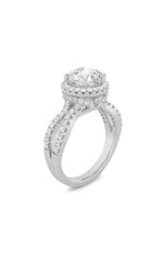 Load image into Gallery viewer, 2CTW Round Shaped Lab Grown Diamond (F/VS) Split Shank Halo Accented Engagement Ring in 14K Gold

