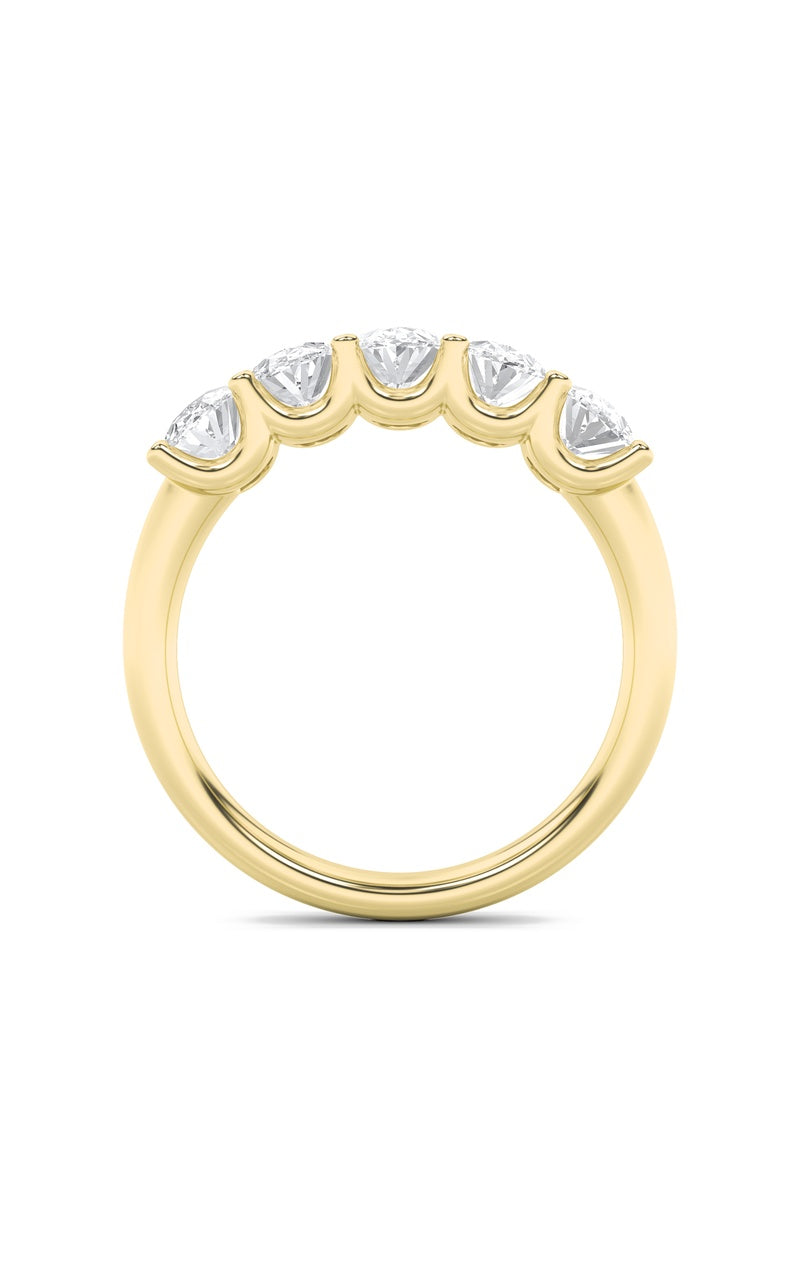 2CTW Oval Shaped Lab Grown Diamond (F/VS) Five Stone Band Ring in 14K Gold