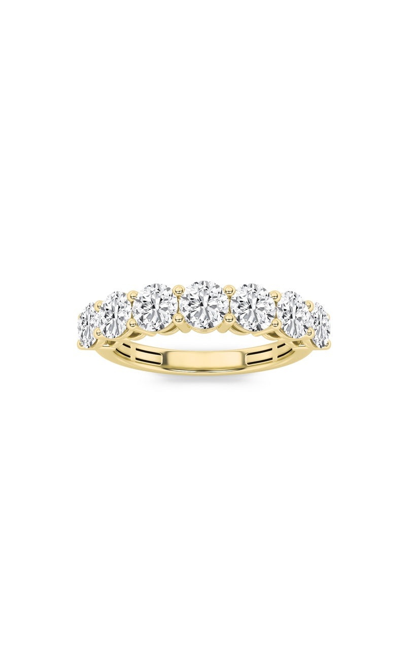 2CTW Round Shaped Lab Grown Diamond (F/VS) Seven Stone Band Ring in 14K Gold