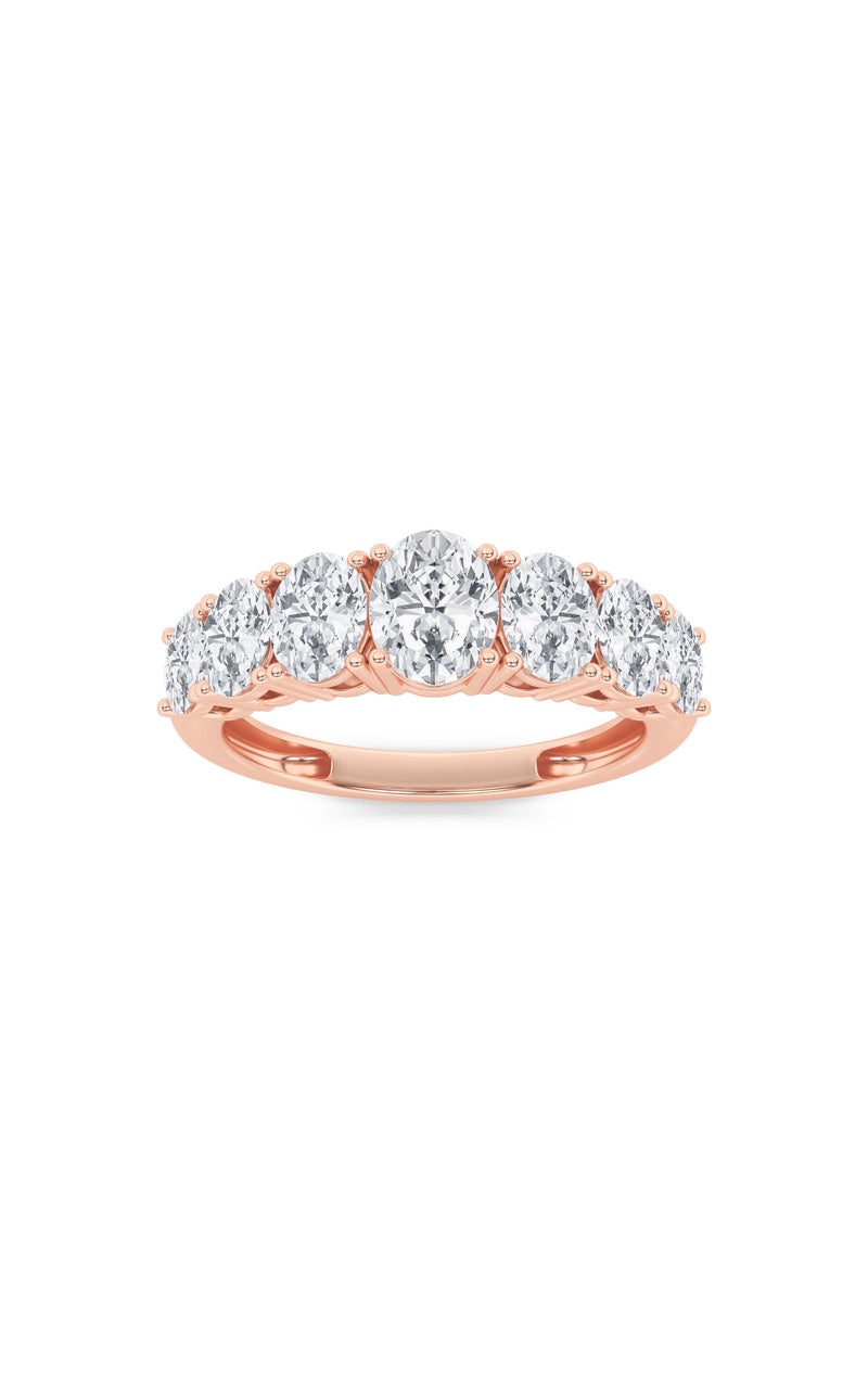 2CTW Oval Shaped Lab Grown Diamond (F/VS) Seven Stone Band Ring in 14K Gold