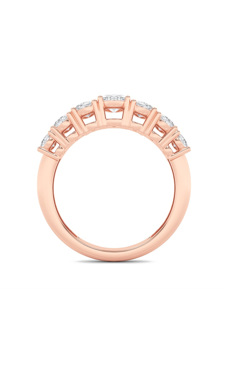 2CTW Oval Shaped Lab Grown Diamond (F/VS) Seven Stone Band Ring in 14K Gold