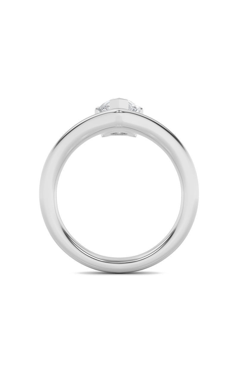 1.5CTW Pear Shaped Lab Grown Diamond (F/VS) Chevron Solitaire Engagement Ring in 14K Gold