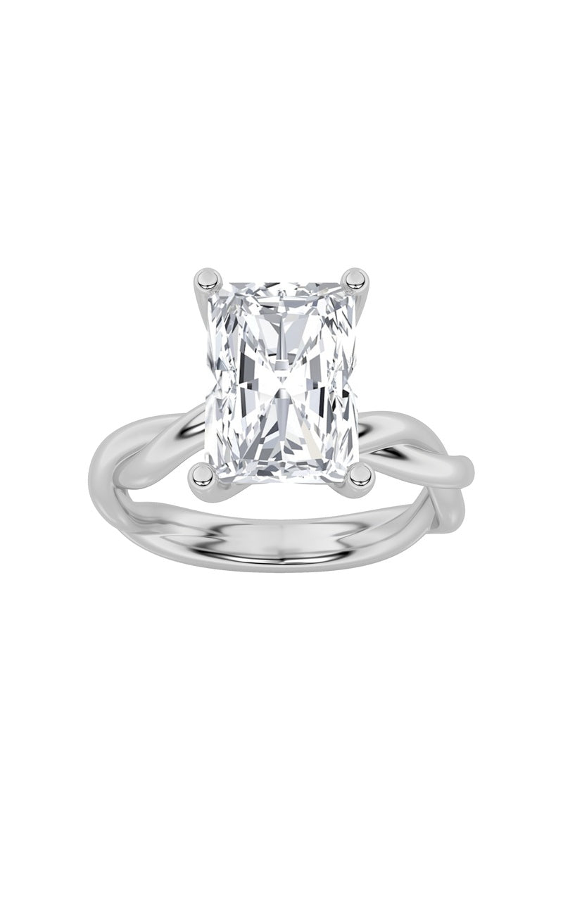 2CTW Radiant Shaped Lab Grown Diamond (F/VS) Twisted Shank Solitaire Engagement Ring in 14K Gold